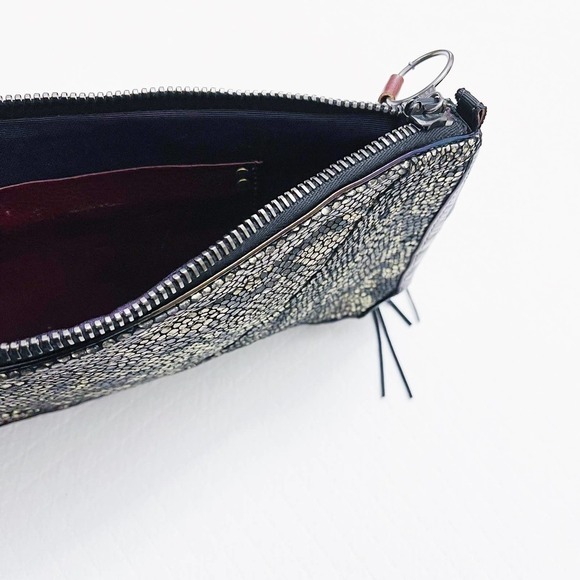 3.1 Philip Lim Snakeskin Metallic Bag Tassel Accents Black/Gold - Picture 3 of 7